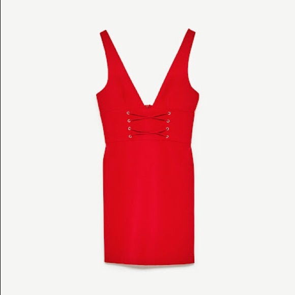 Zara Red Short Fitted Dress NWT Small - Picture 3 of 13